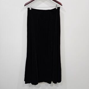 Womens Velvet Maxi Skirt Medium Black Pull On Long Whimsygoth Dark Fairy Witchy